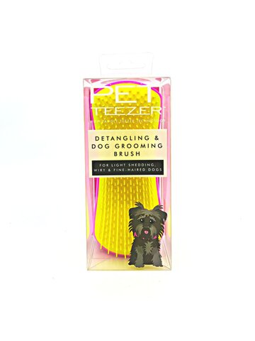 TT143 TT PET TEEZER DETANGLING & DOG GROOMING BRUSH PINK & YELLOW-1